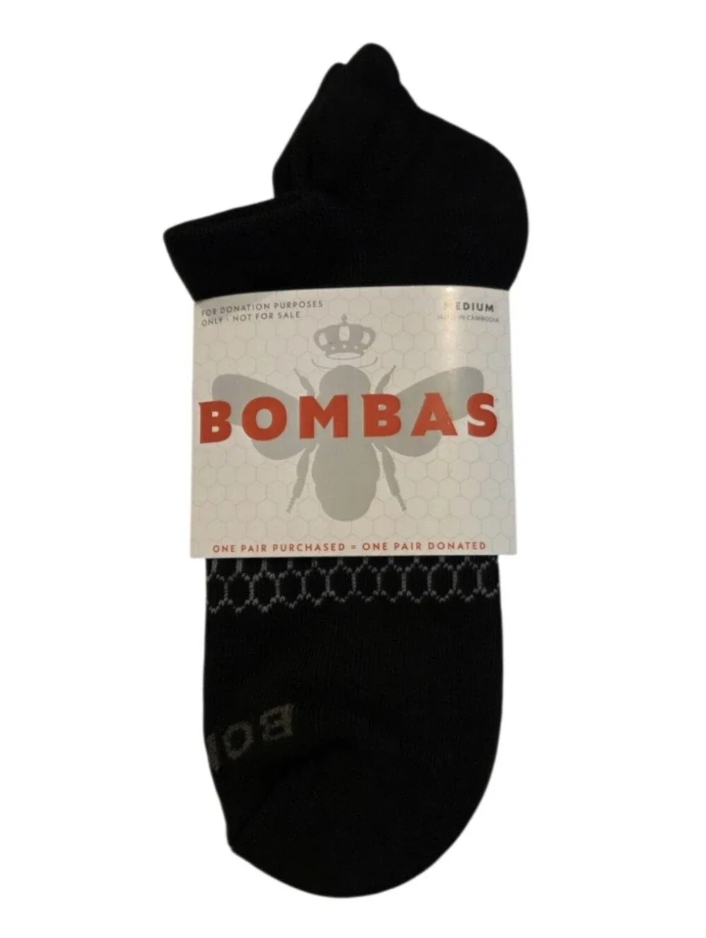 Bombas Ankle Socks Medium 5 Pair Unisex Womens & Mens Honeycomb Black/Grey BNWT
